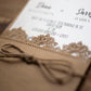 Rustic Wedding Invitation with Lace Sleeve bolton creations