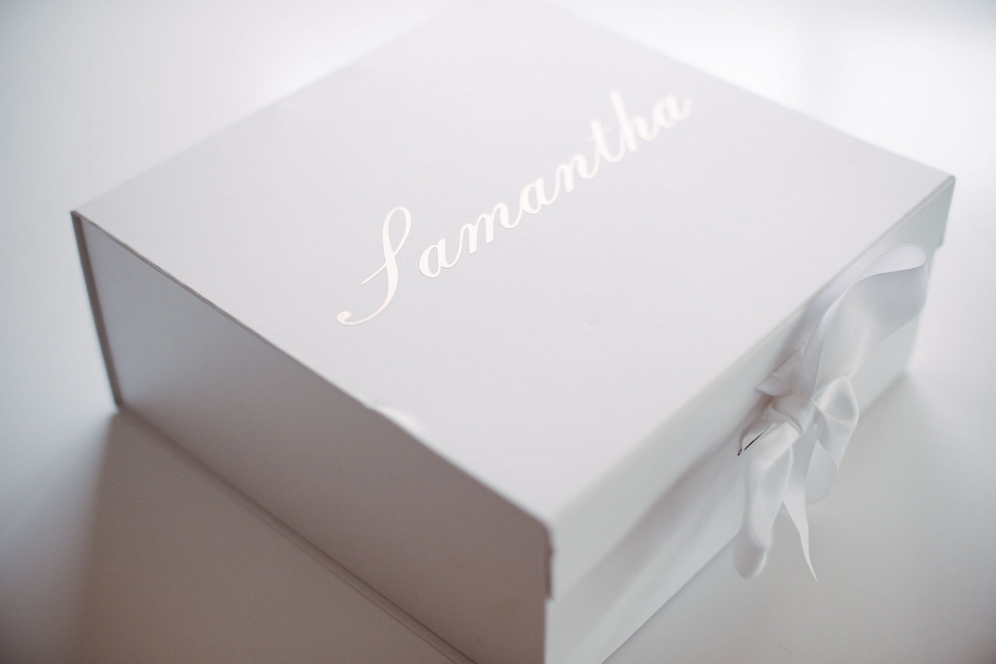 Personalised White Box With Ribbon