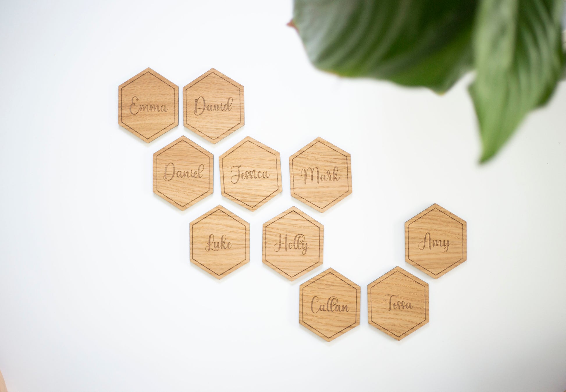 Premium Oak Wooden Engraved Name Place Card Shapes bolton creations