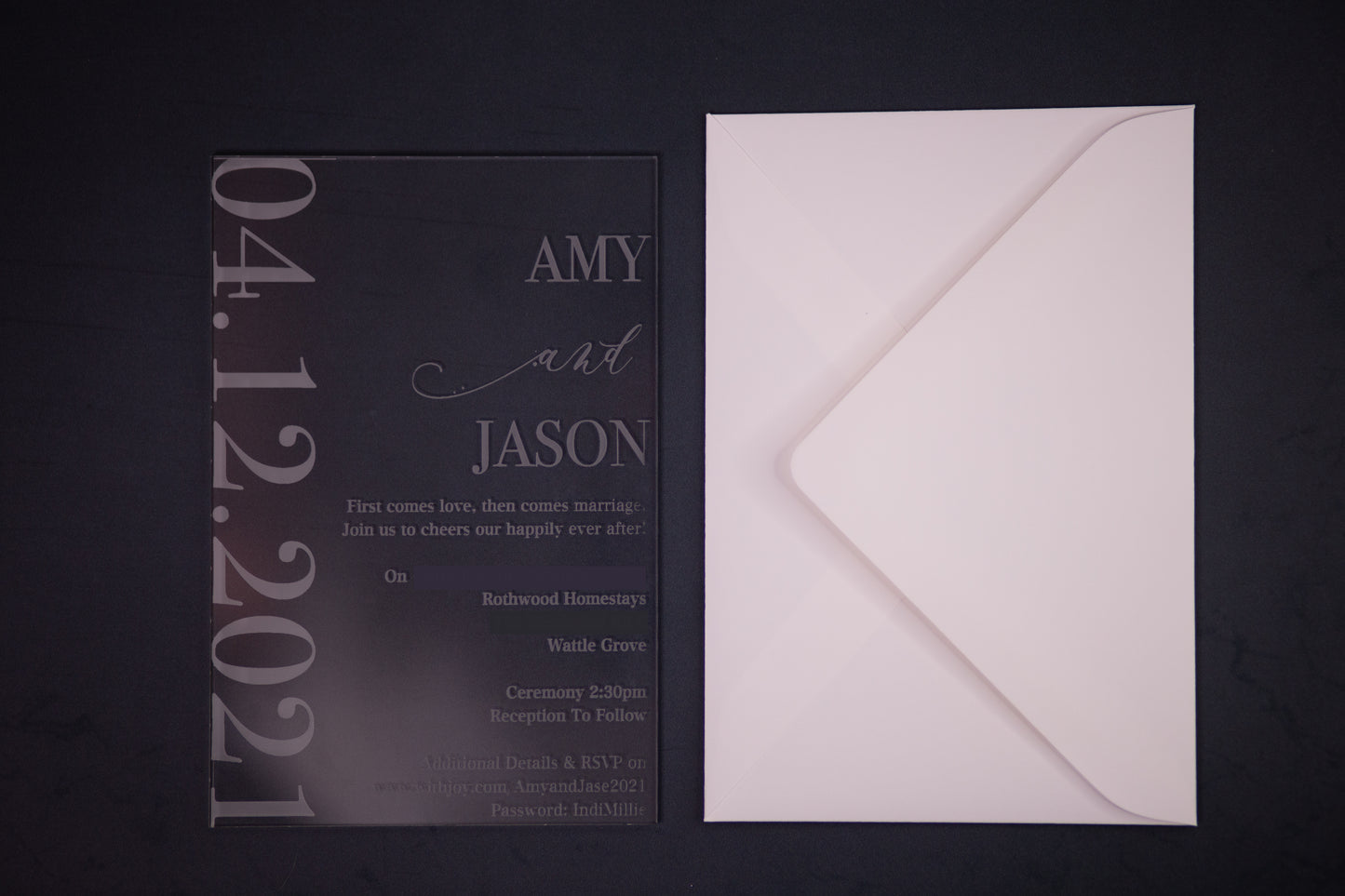 Acrylic Date Engraved Wedding Invitations