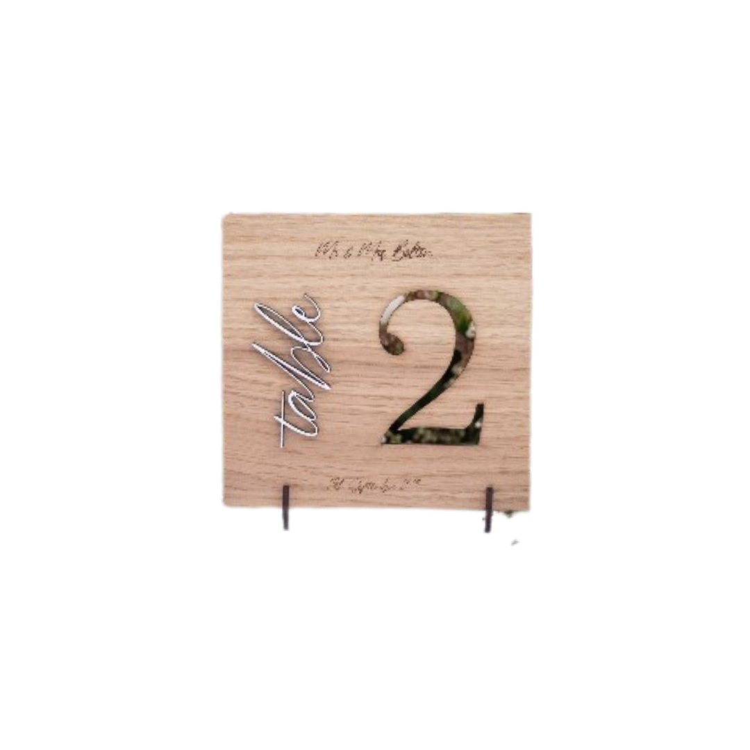 Premium Oak Wooden Table Number Cut Out